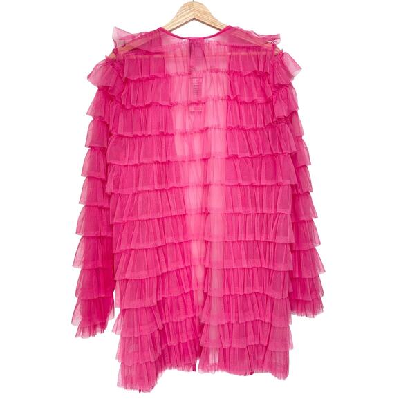 NWT RARE Betsey Johnson x Torrid Pink Mesh Ruffle Tiered Kimono | SZ 00 (10) - Picture 5 of 12